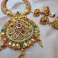 Temple Jewellery With Pearl On Drop and Earrings