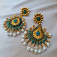 Green Stones Temple Jewellery With Earrings