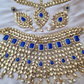 Blue Stones Heavy Bridal Necklace With Mathapatti and Earrings