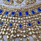 Blue Stones Heavy Bridal Necklace With Mathapatti and Earrings