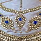 Blue Stones Heavy Bridal Necklace With Mathapatti and Earrings