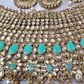 Mint Green Bridal Necklace With Mathapatti and Chain Earrings