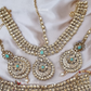 Mint Green Bridal Necklace With Mathapatti and Chain Earrings