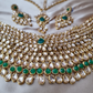 Green Color Centre Stone Bridal Necklace, Mathapatti and Earrings