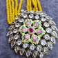 Yellow Color Polki Kundan With Hand Painted Necklace