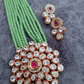 Mint Green Color Beaded Necklace And Earrings With Premium Quality Kundan