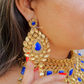 Blue Stones Heavy Bridal Necklace With Mathapatti and Earrings