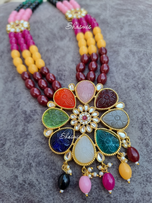 Navratan Stone With Beaded Necklace