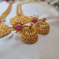 Gold Plated Temple Long Jewellery Necklace With Earring
