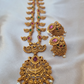 Gold Plated Temple Long Jewellery Necklace With Earring