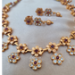 Flower Ruby Stones Necklace With Earrings