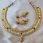 Gold Plated Stone Choker With Earrings