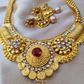 Temple Choker Necklace And Earrings with Ruby Stone Temple Jewellery