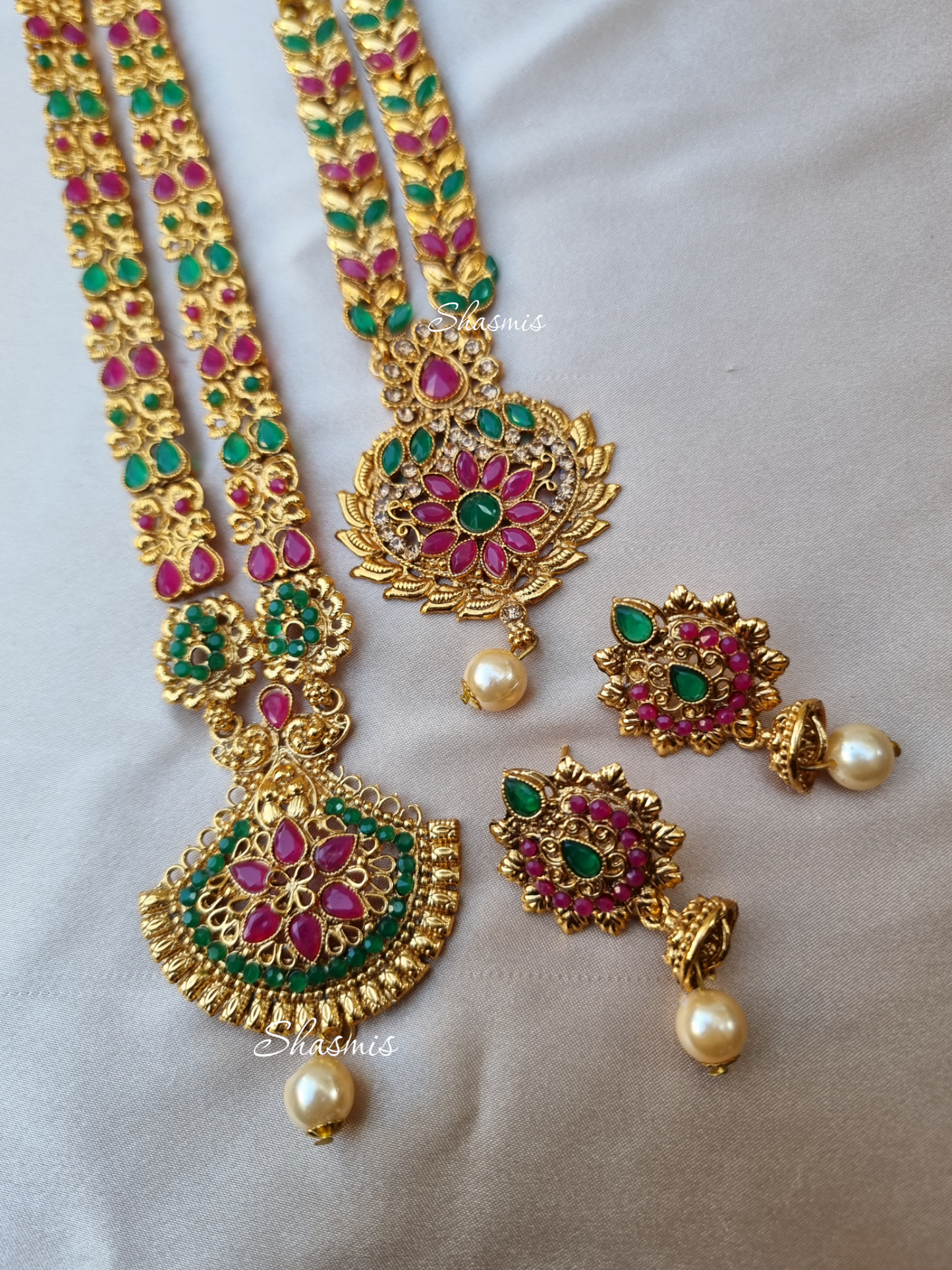 Amazing Long And Short Temple Jewellery With Earring