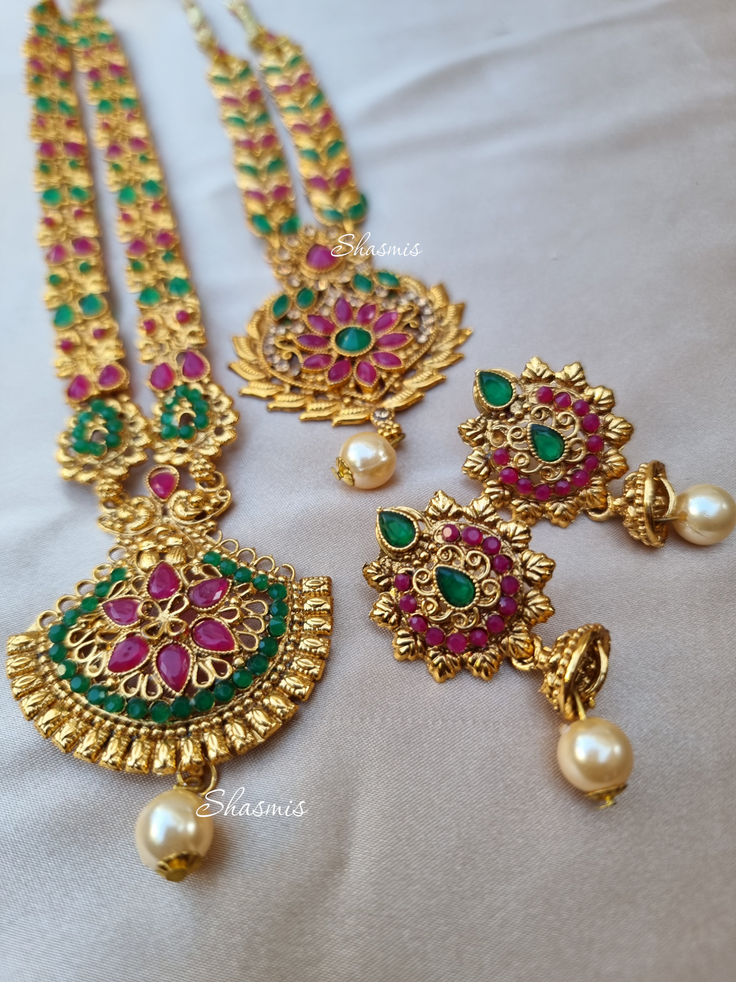 Amazing Long And Short Temple Jewellery With Earring