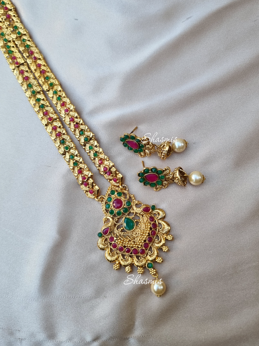 Long Temple Jewellery  With Earrings