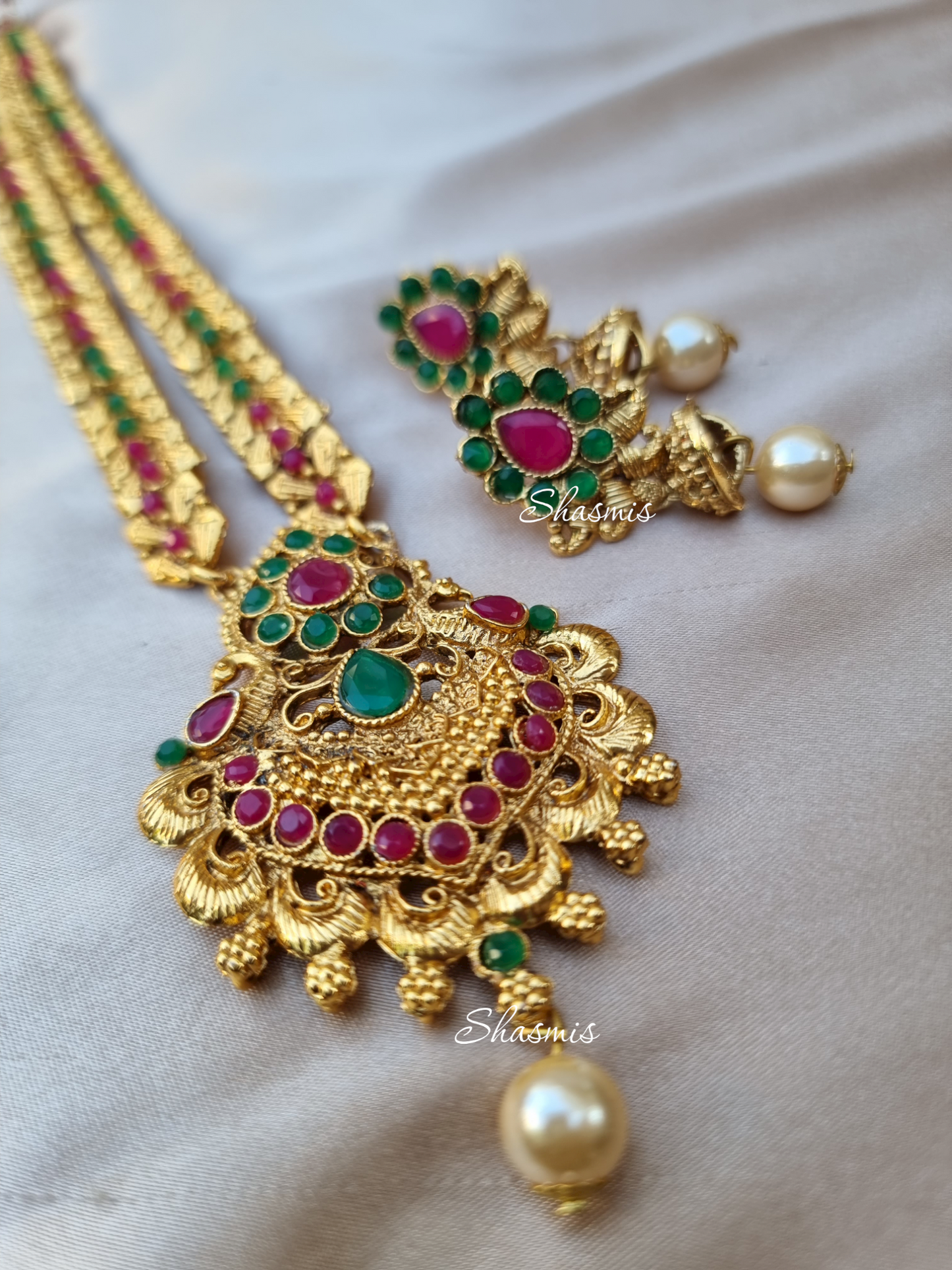 Long Temple Jewellery  With Earrings