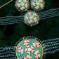 Black And Pink Kundan Work Design Choker With Earrings