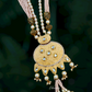 Long Orange Color Kundan Stone With Pearls Necklace and Earrings
