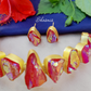 Shining Red Color Druzy Necklace With Earrings