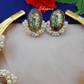Statement Brown Stones Hand Painted choker Necklace And Earrings With Pearls On Drop, Monalisa stones, Handpainted