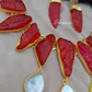 Red Stone Necklace With Earrings