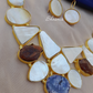 Mother Pearl Necklace With Druzy Stone and Earrings