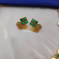 Golden Plated Choker With Green Stone and Earrings