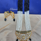 Black Color Kundan Long Beaded Necklace With Earrings