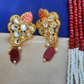 Red Color Kundan Long Necklace With Earrings