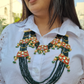 Green Color Layer Necklace With Kundan Stone And Pearls