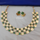 Golden Plated Choker With Greren Stone and Earrings