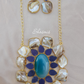 Big Blue Centre Stone With Pearl Stone Necklace 