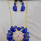 Blue Color Clear Druzy Stone With Gold Plated Design With Painted Necklace 