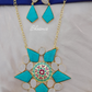 Turquoise Stone With Long Chain Druzy Necklace