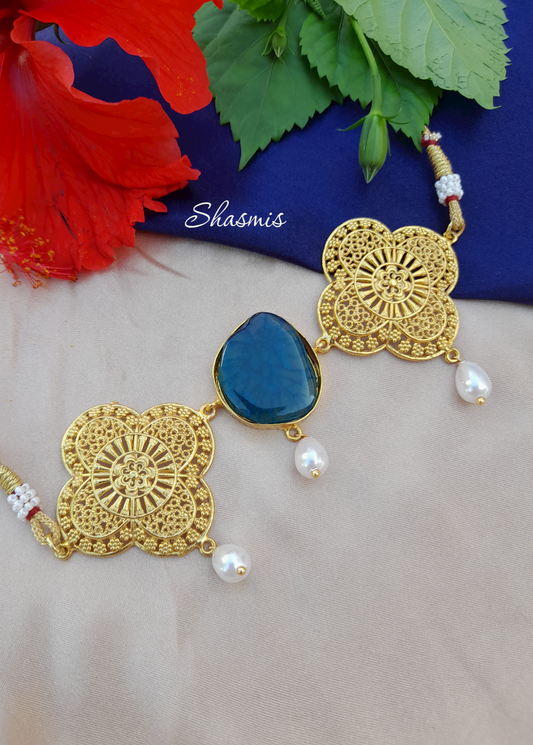 Blue Stone Gold Plated Necklace 