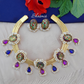 Statement Brown Stones Hand Painted Necklace With Pearls On Drop 