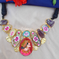 Druzy Stone With Hand Painted Necklace 