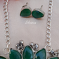 Green Color Crystal Design Druzy Stone With Silver Plating Necklace and Earrings