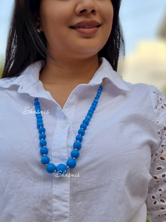 Blue Color Crystal Beads Necklace