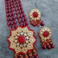 Carved Stone Kundan Long Necklace With Earrings