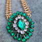 Emerald Stone Necklace With Golden Plating Chain