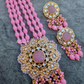 Carved Stone Kundan Long Necklace With Earrings