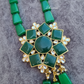 Green Color Long Monalisa Stone Necklace With Earrings