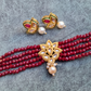 Maroon Color Kundan Neck Choker With Earrings