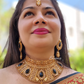 Black Stones Heavy Bridal Necklace With Mangtika and Earrings