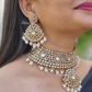 Heavy Kundan Bridal Necklace With Mangtika And Earring Set