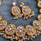 Golden Plating Kundan Stone and Pearl on Drop Necklace With Earrings