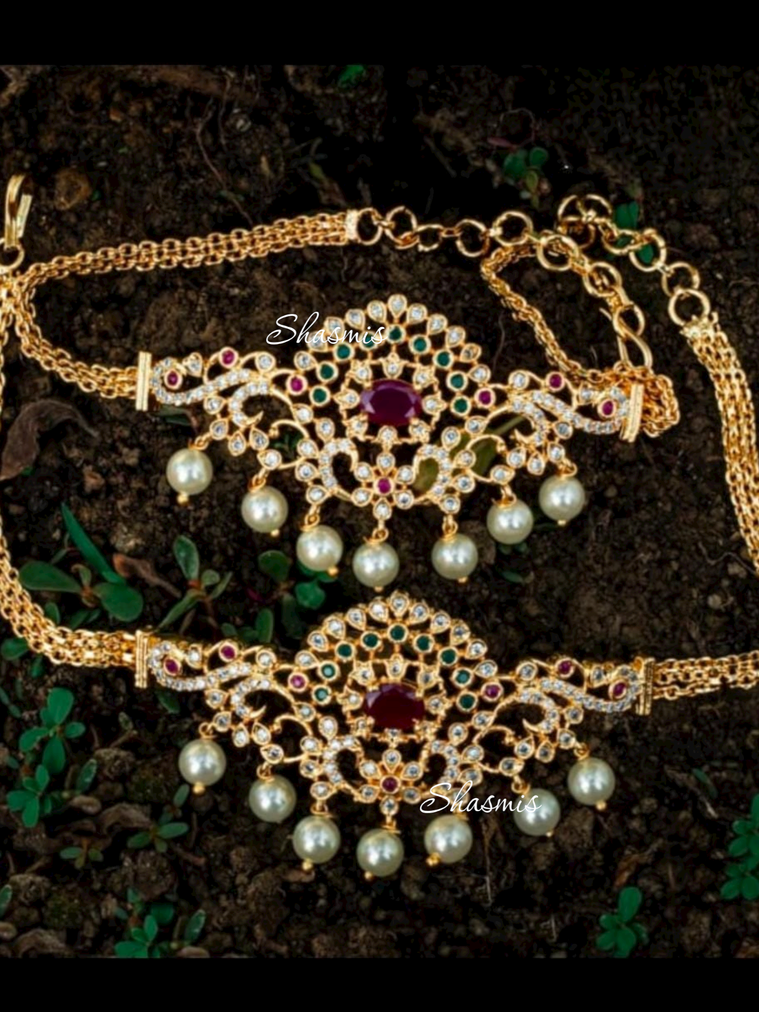 Design Ruby Banjuband With Pearl On Drop