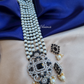 White and Black American Diamond Long Necklace With Earrings